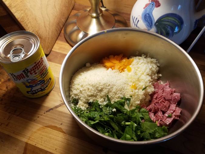 pizza ingredients in bowl